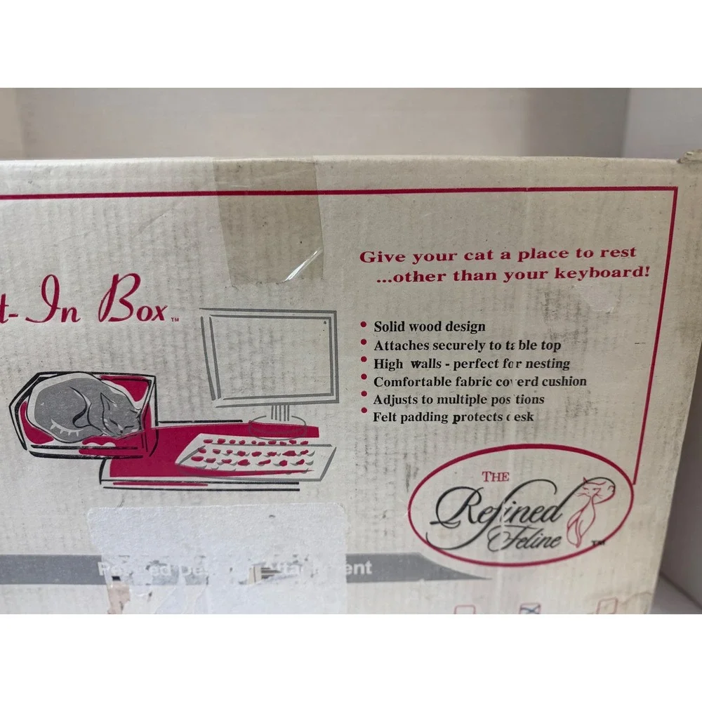 The Refined Feline Kit-In-Box Solid Wood Desk Side Cat Bed Cherry Finish